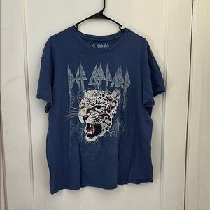 Blue Graphic T-Shirt with Leopard Design